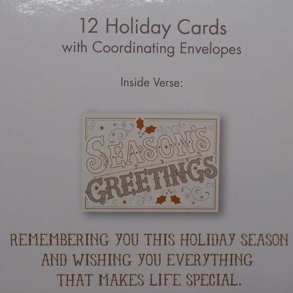 Seasonβs Greetings Holiday Cards 12 Ct - New - Picture 3 of 3
